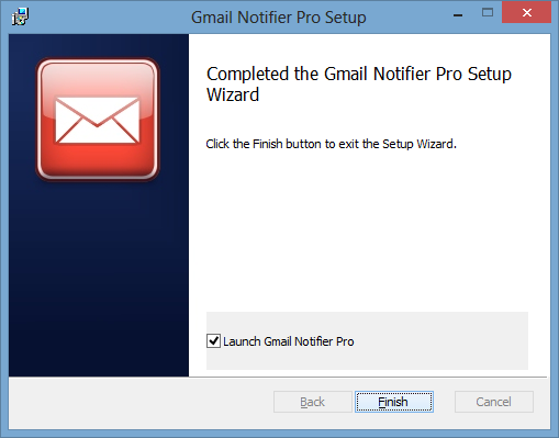 Installation of Gmail Notifier Pro completed