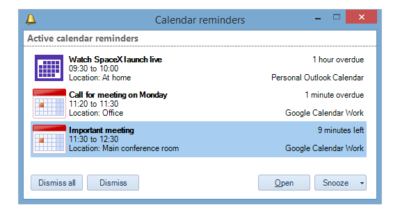 Google Calendar notification