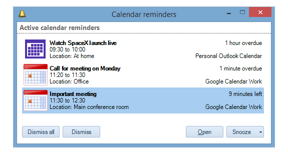 windows live mail calendar reminders